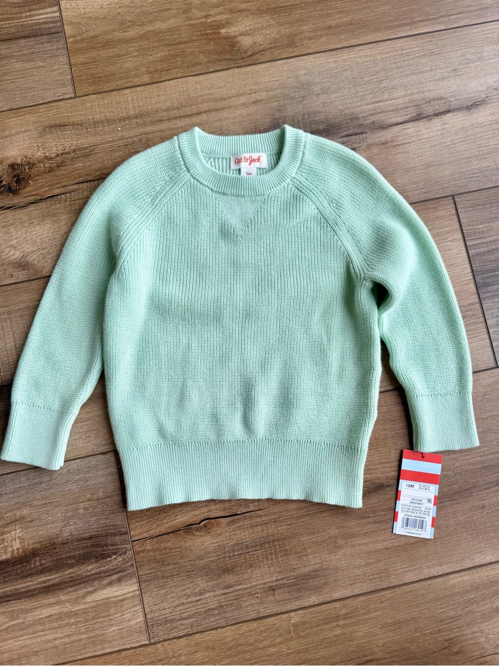 Cat & Jack Pastel Mint Crewneck Knit Sweater - NWT | 18mo | 100% cotton